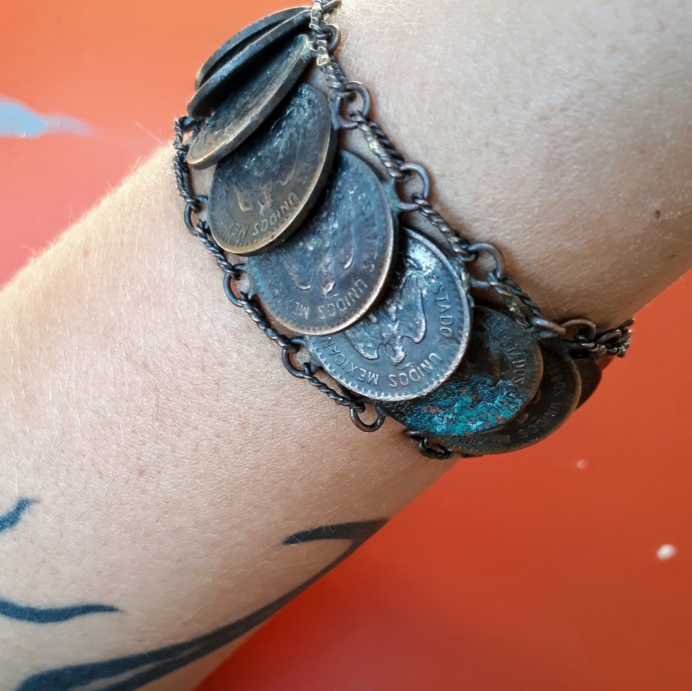 Vintage Handmade Coin Bracelet • MX •